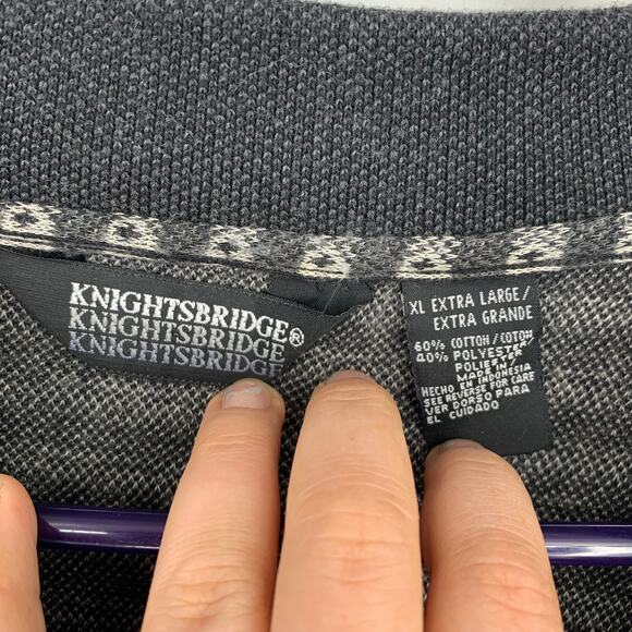 Knightsbridge Vintage Men's Collared Long Sleeve Gray Cotton Blend Polo Size XL - Picture 3 of 6